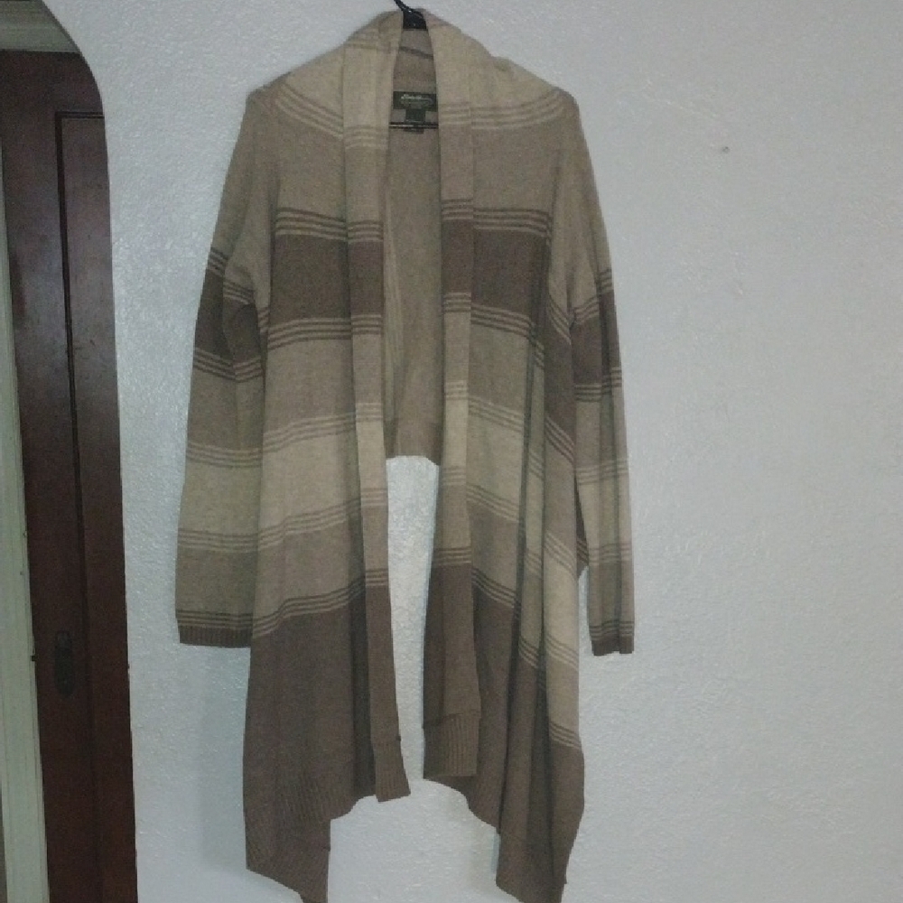 Eddie Baur Beige and Brown Striped Cardigan